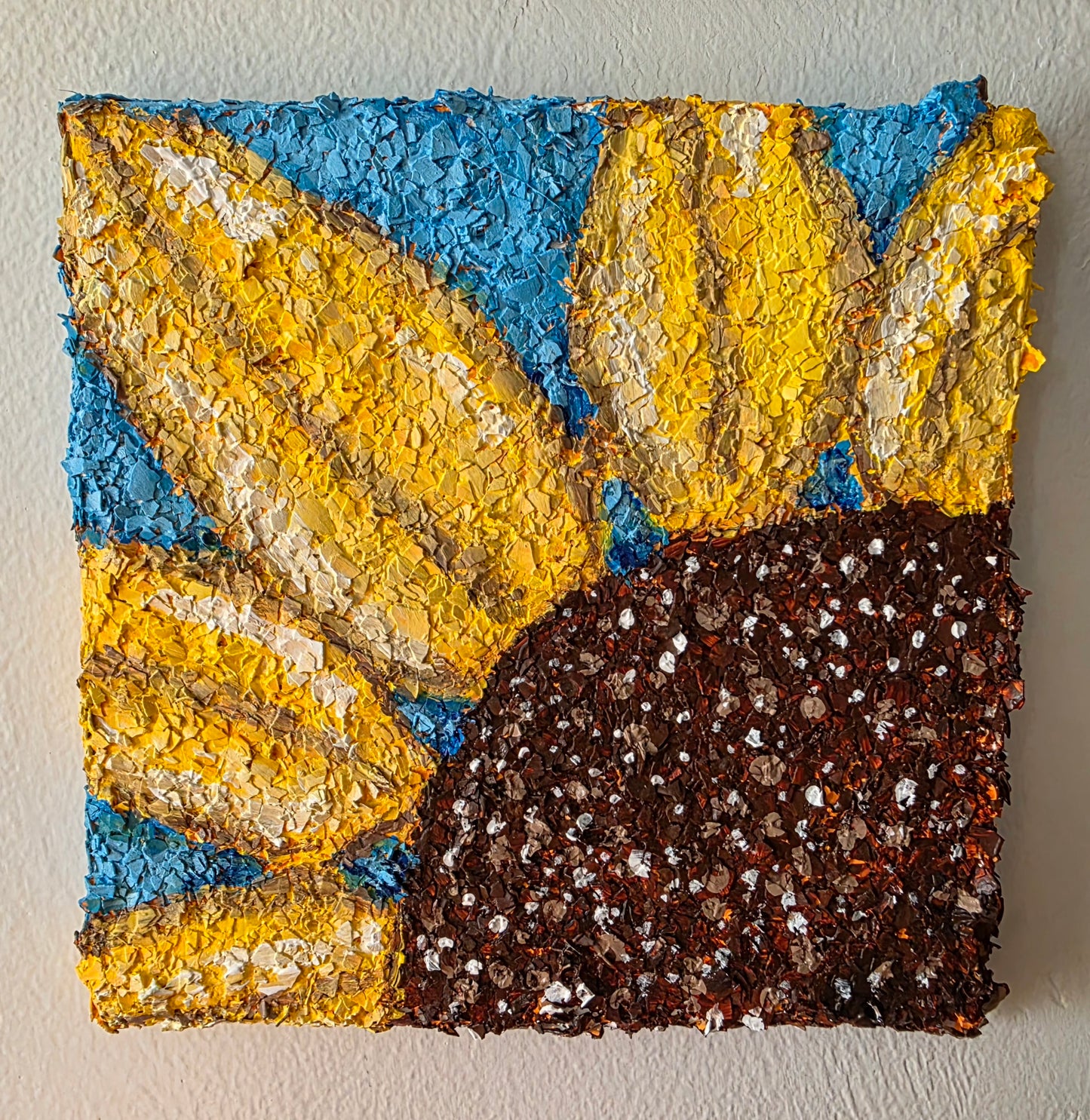 Sun flower, acrylics on eggshells